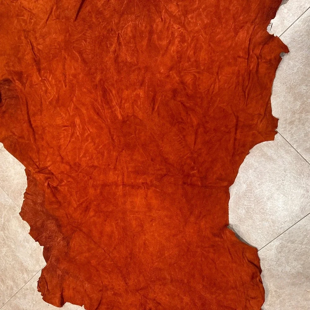 Large Suede Leather Hide Craft Supply Upholstery Piece DIY Projects‎ Orange